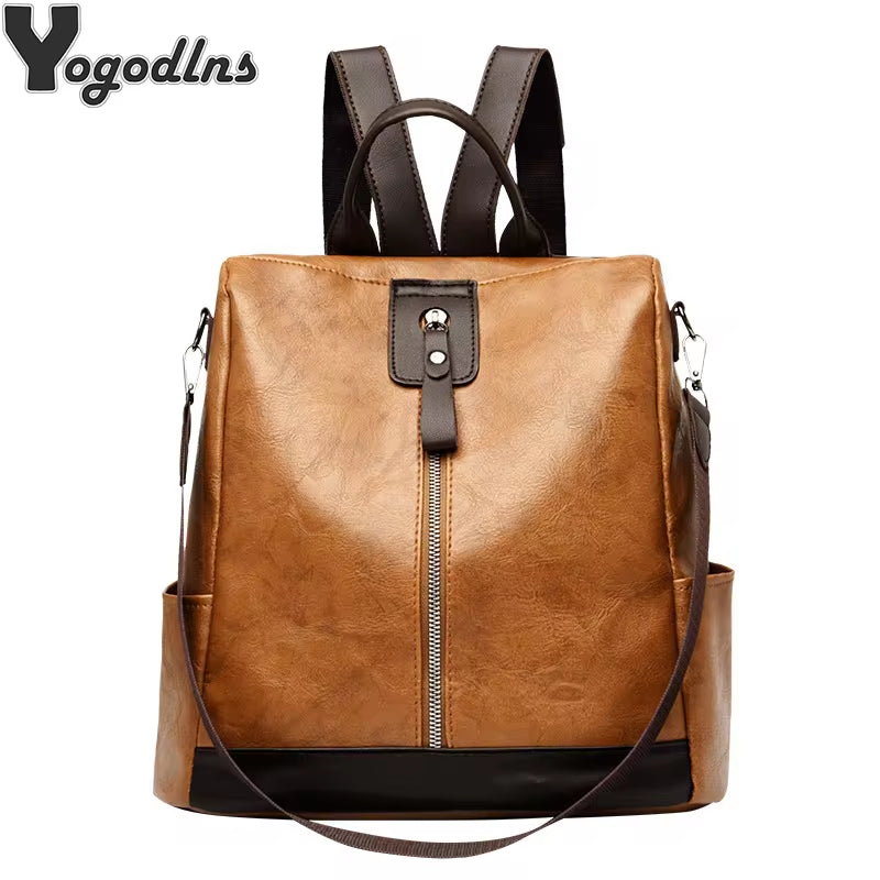 Fashion Anti-Theft Women Backpacks Famous Brand High Quality PU Leather Travel Backpack Ladies Large Capacity Shoulder Handbags