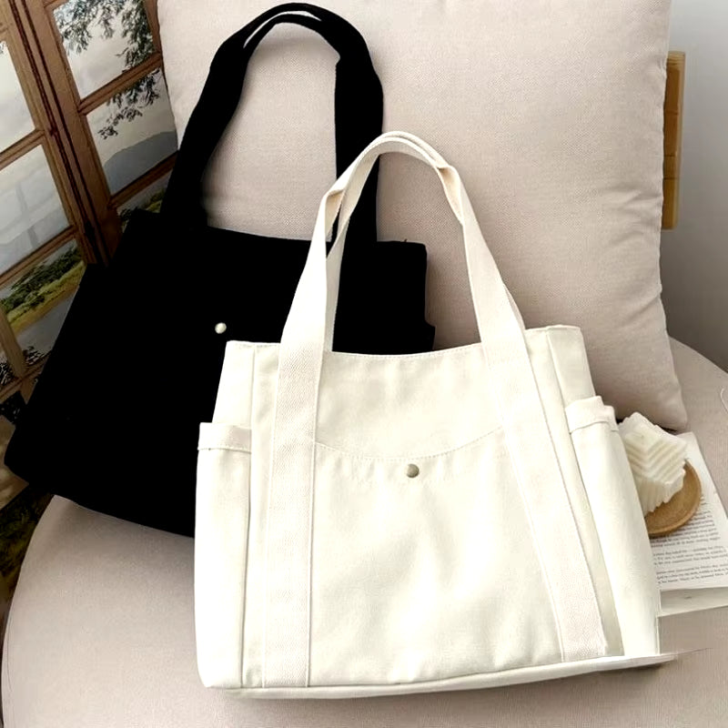 Large Capacity Canvas Tote Bags for Work Commuting Carrying Bag College Style Student Outfit Book Shoulder Bag