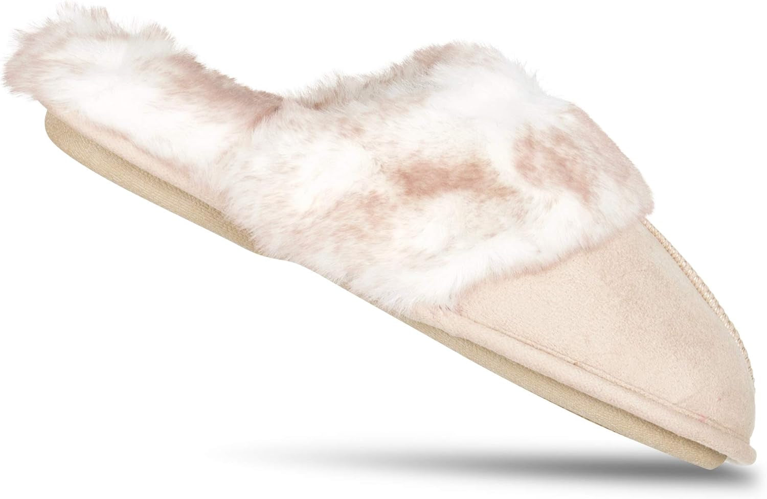 Women'S Comfy Faux Fur House Slipper Scuff Memory Foam Slip on Anti-Skid Sole