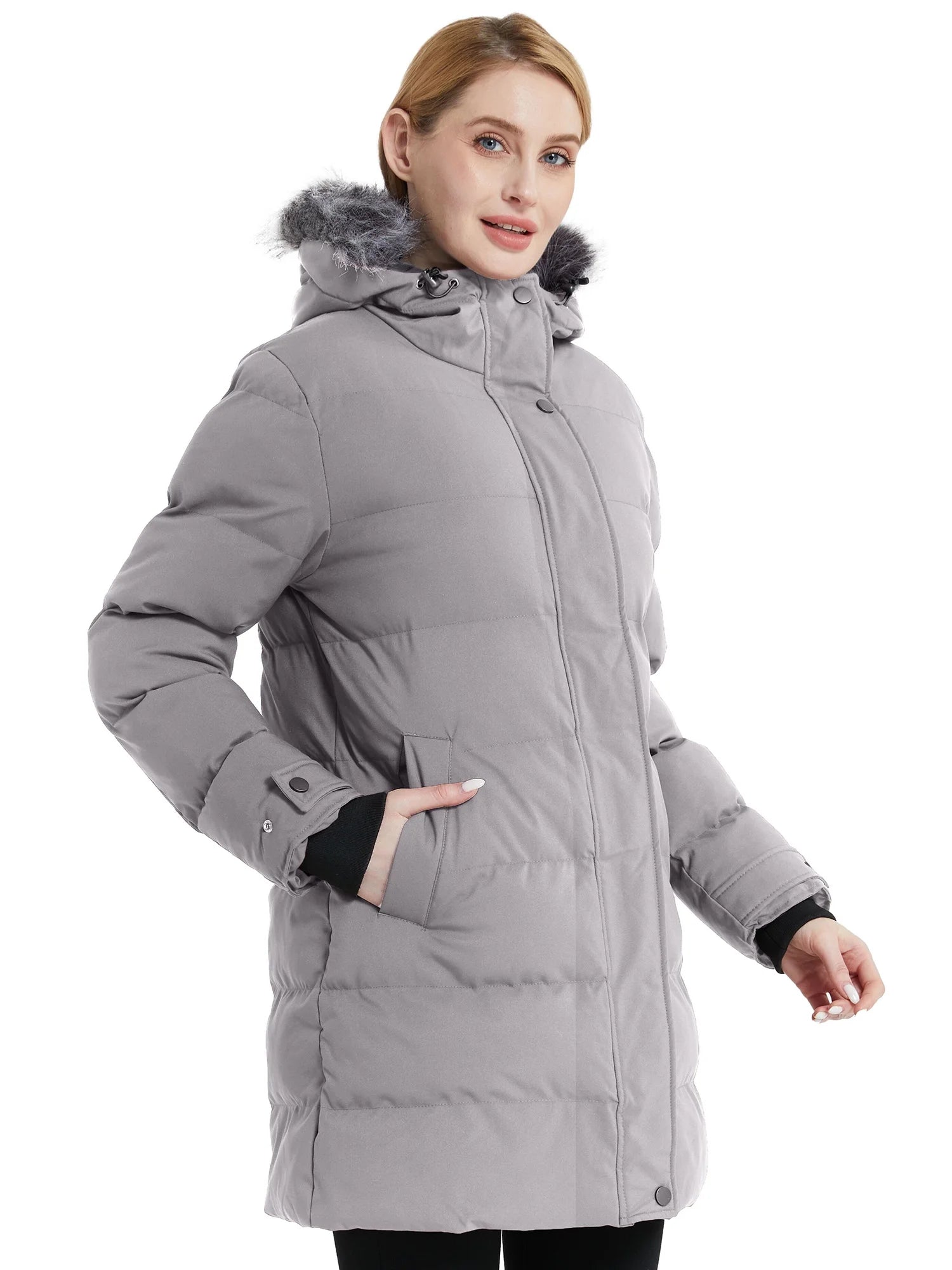 Women'S Winter Coat Waterproof Jacket Warm Puffer Jacket Charcoal 2XL